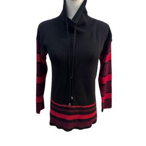 EUC Angel Women's Striped Pullover Sweater Black & Red Size S Casual